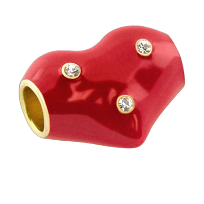 Gabriella Beads Heart charm red faceted bead with gold-tone bezel crystals on Tampa Home & Garden Store