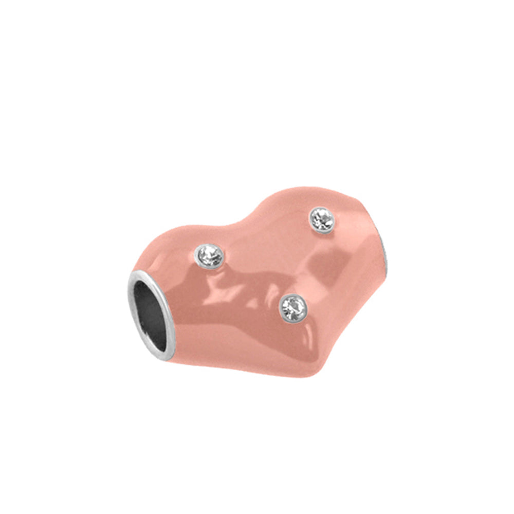 Gabriella Beads Heart peach enamel bead with crystals by Lauren G Adams, Charms & Pendants on Tampa Home & Garden Store