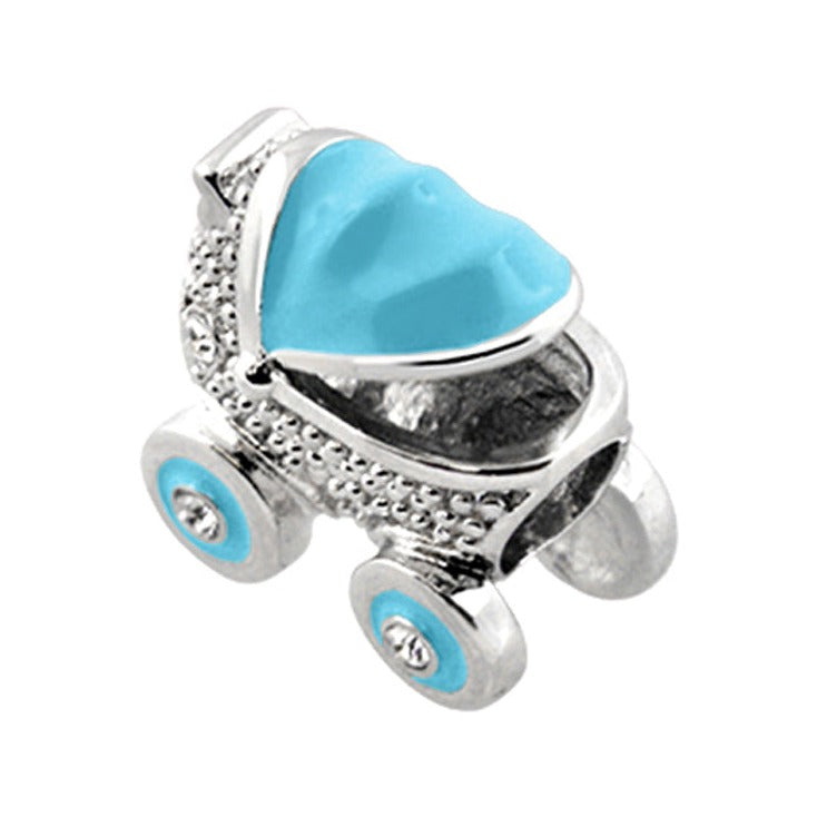 Gabriella Beads Baby Carriage charm by Lauren G Adams, turquoise seat on silver with beads on Tampa Home & Garden Store