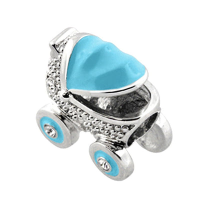 Gabriella Beads Baby Carriage charm by Lauren G Adams, turquoise seat on silver with beads on Tampa Home & Garden Store