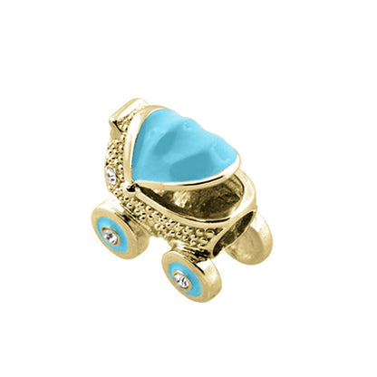 Gabriella Beads Baby Carriage charm gold turquoise canopy and crystal wheels by Lauren G Adams on Tampa Home & Garden Store