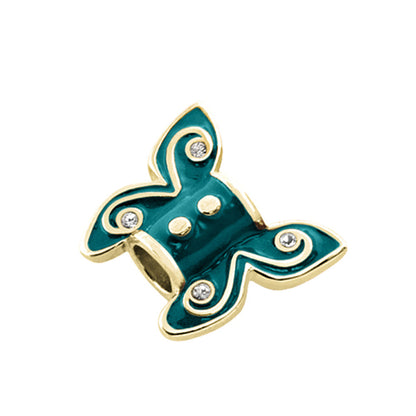 Gabriella Beads Butterfly bead by Lauren G Adams, teal enamel with gold-tone trim on Tampa Home & Garden Store