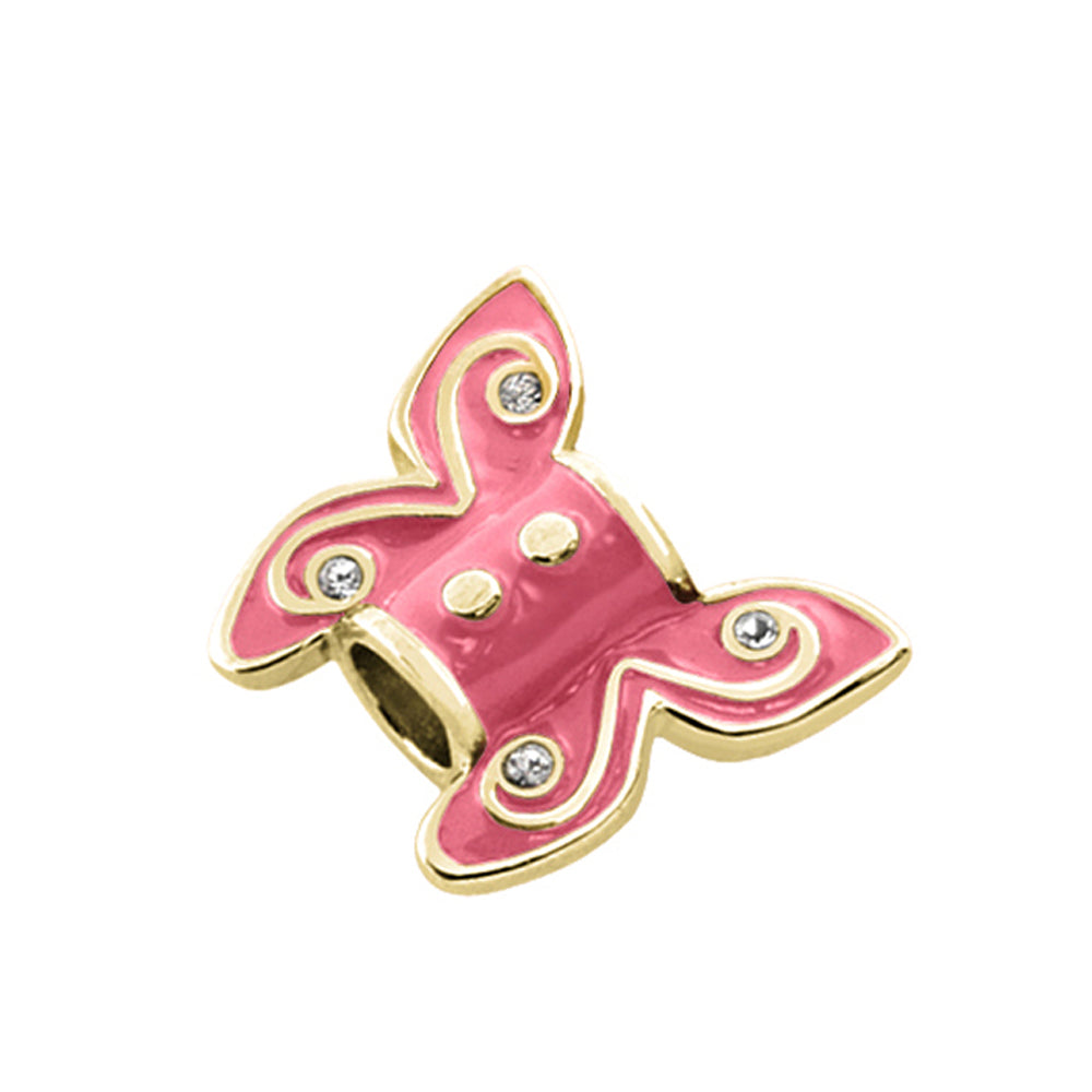 Gabriella Beads Butterfly bead charm pink enamel with gold trim crystals Lauren G Adams on Tampa Home & Garden Store