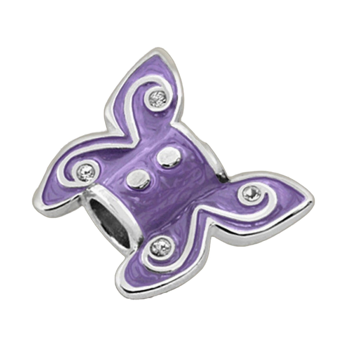 Gabriella Beads Butterfly purple enamel bead charm with silver trim Lauren G Adams on Tampa Home & Garden Store