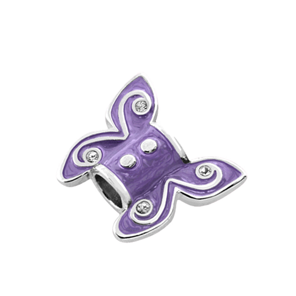 Gabriella Beads Butterfly charm purple enamel with silver trim crystals Lauren G Adams on Tampa Home & Garden Store