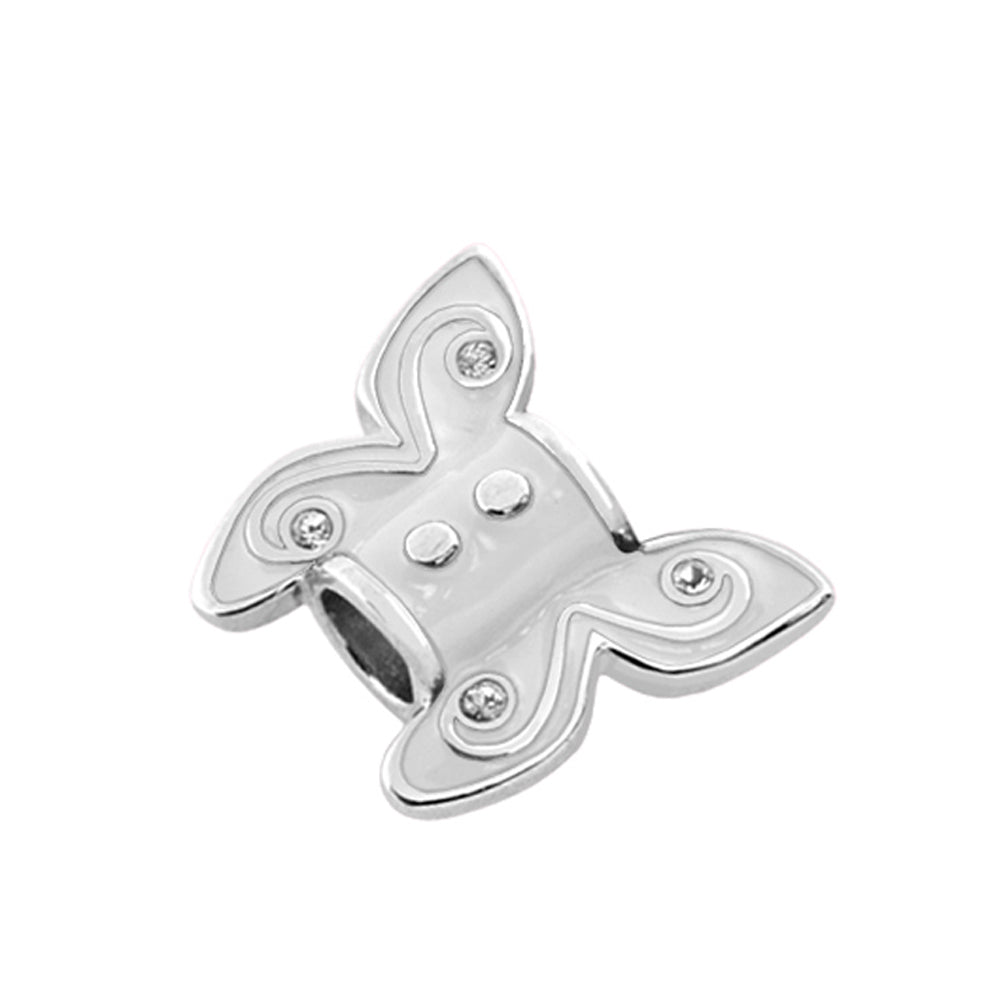 Gabriella Beads Butterfly bead charm by Lauren G Adams, silver-tone with crystal accents on Tampa Home & Garden Store