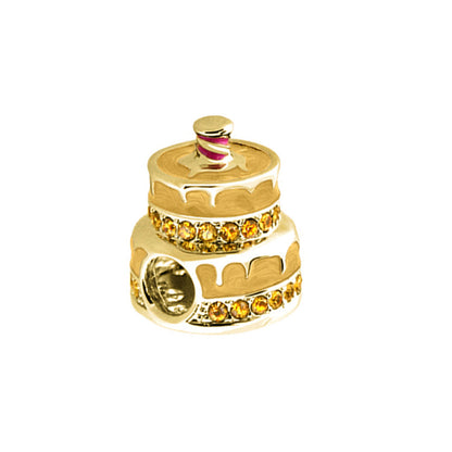 Gabriella Beads Birthday Cake charm bead in gold with crystal bands by Lauren G Adams on Tampa Home & Garden Store