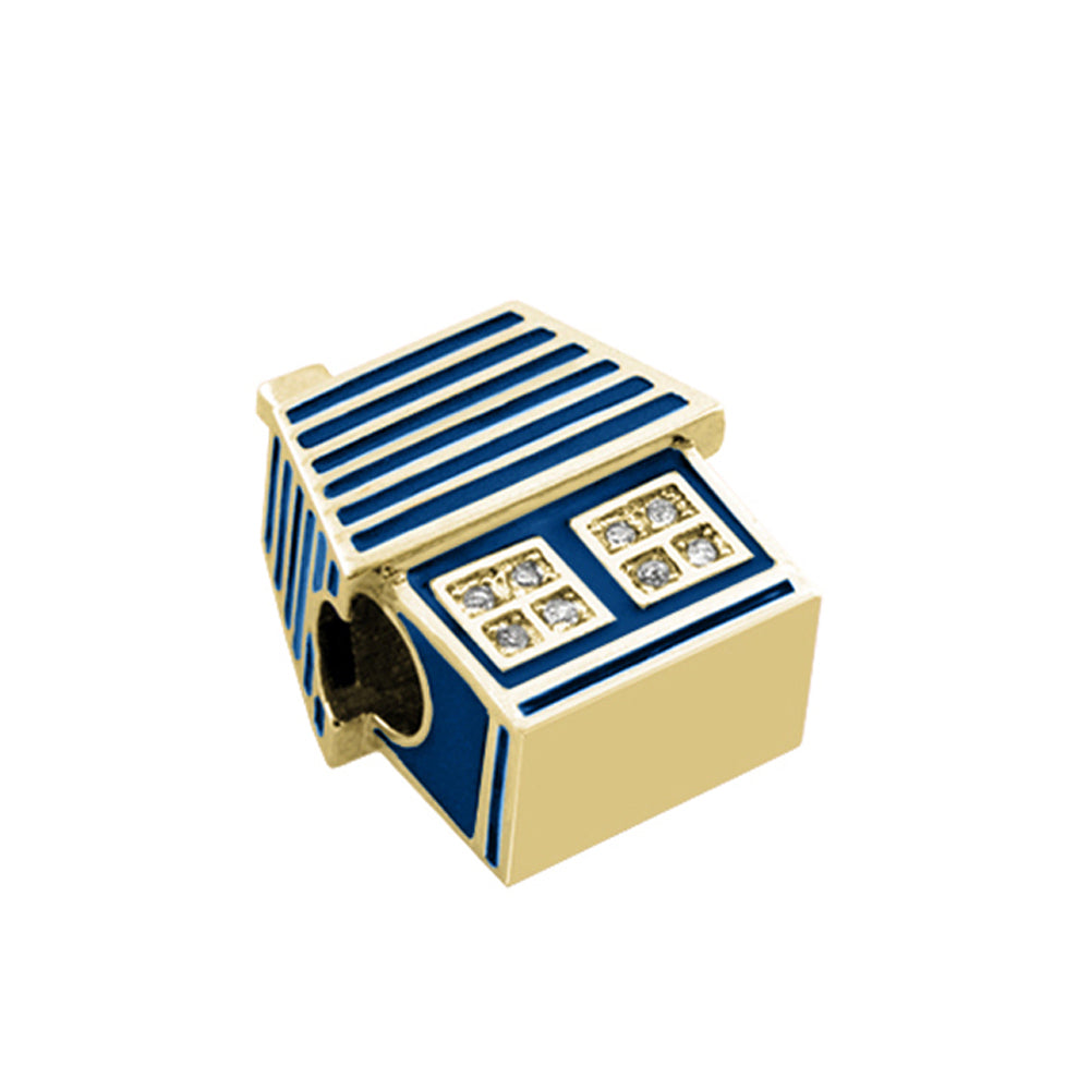 Gabriella Beads House charm gold-tone with blue enamel and crystal windows by Lauren G Adams on Tampa Home & Garden Store