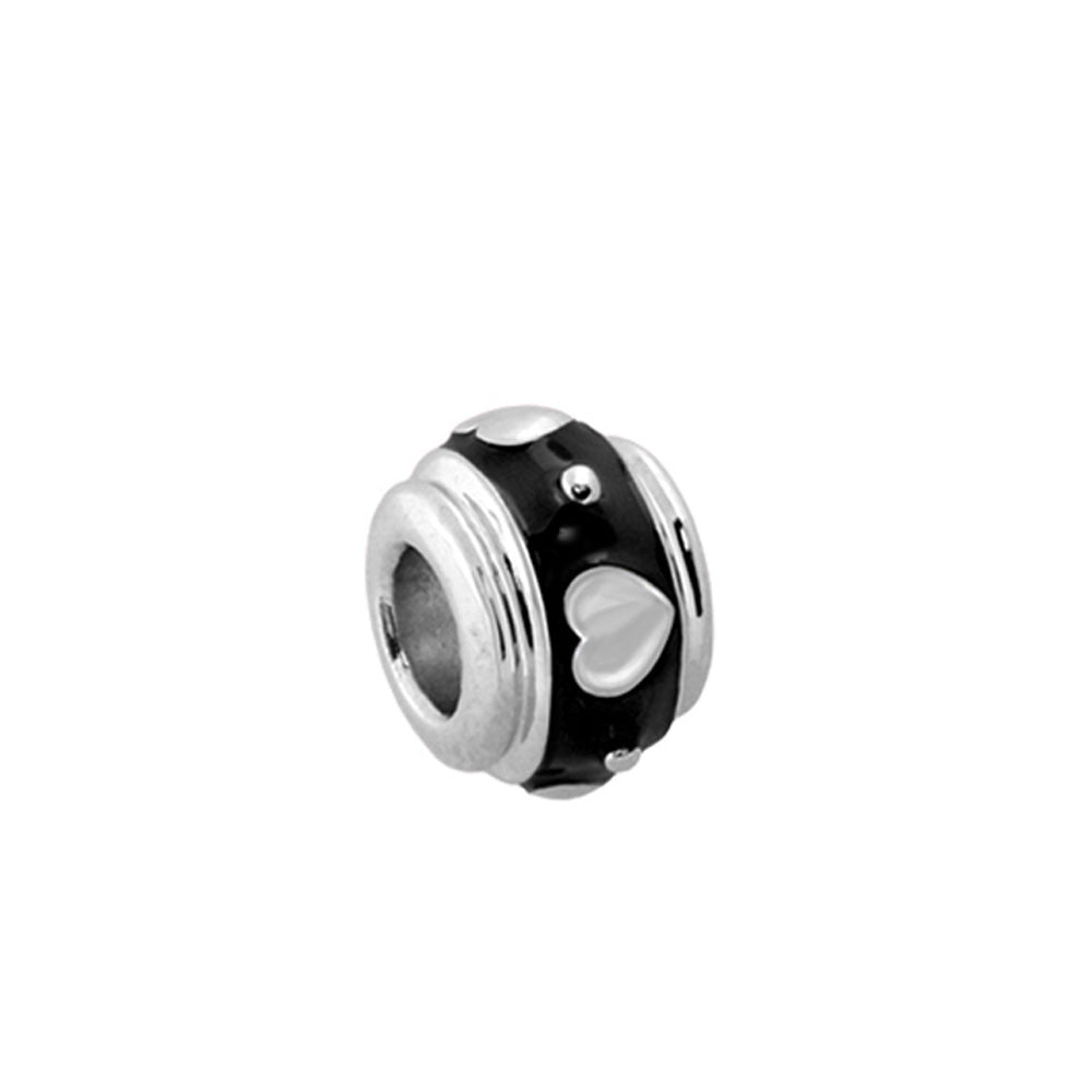 Gabriella Beads Heart charm bead in black enamel with silver-tone accents by Lauren G Adams on Tampa Home & Garden Store