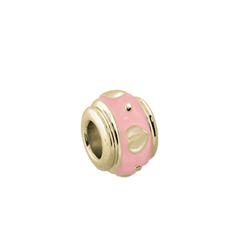 Gabriella Beads Heart charm bead pink enamel with gold-tone trim and cutout, Lauren G Adams on Tampa Home & Garden Store