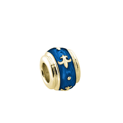 Gabriella Beads Fleur De Lis charm bead in blue enamel with gold-tone ends by Lauren G Adams Collections on Tampa Home & Garden Store