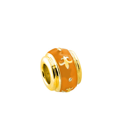 Gabriella Beads Fleur De Lis charm bead orange enamel with gold-tone ends by Lauren G Adams on Tampa Home & Garden Store