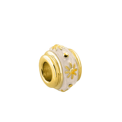 Gabriella Beads Flower charm bead by Lauren G Adams, two-tone gold and silver with floral motif on Tampa Home & Garden Store
