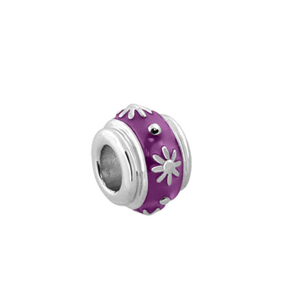 Gabriella Beads Flower charm purple enamel with silver accents Lauren G Adams Charms & Pendants on Tampa Home & Garden Store