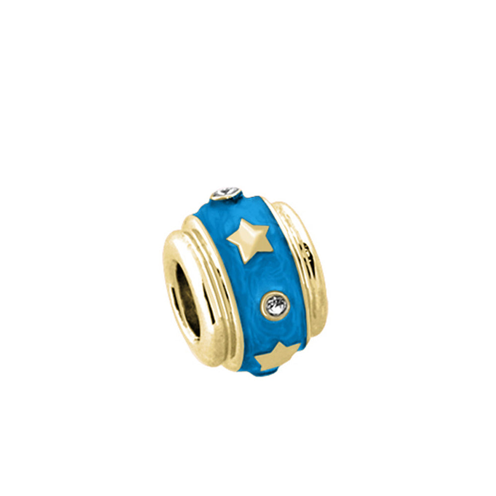 Gabriella Beads Stars blue enamel charm with gold-tone bands and crystal accents on Tampa Home & Garden Store