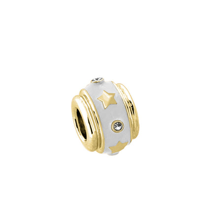 Charm bead Gabriella Beads Stars by Lauren G Adams gold-tone white enamel with crystal accents on Tampa Home & Garden Store