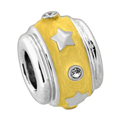 Gabriella Beads Stars charm bead by Lauren G Adams, yellow enamel star with silver rim on Tampa Home & Garden Store