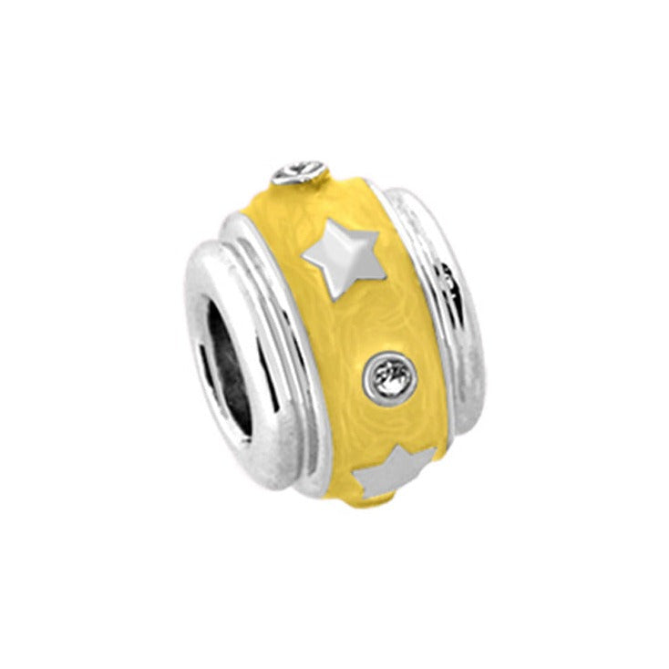 Gabriella Beads Stars charm by Lauren G Adams, yellow bead with silver stars and crystals on Tampa Home & Garden Store