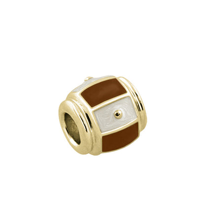 Gabriella Beads Striped charm, gold tone with brown and white enamel panels, Lauren G Adams on Tampa Home & Garden Store