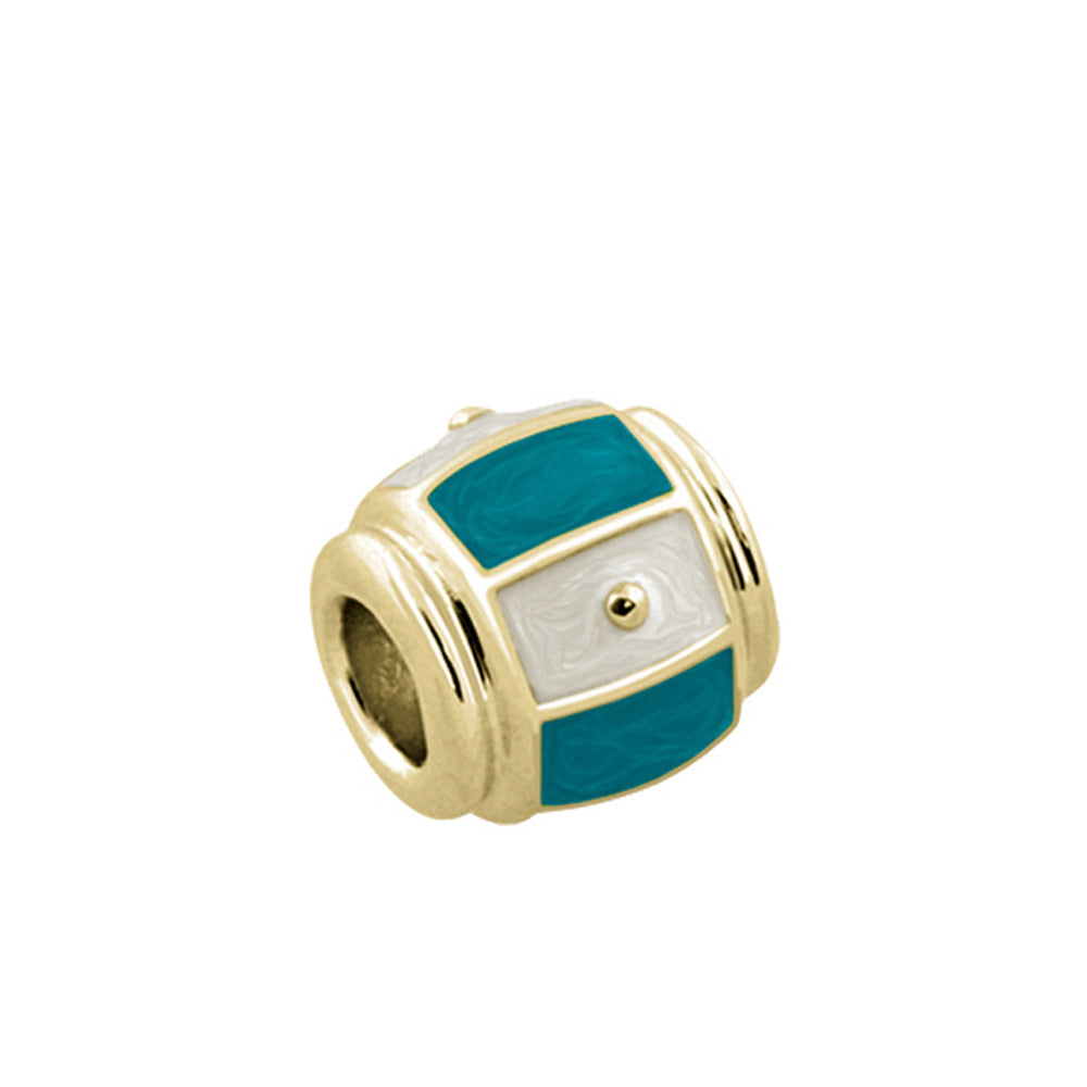 Gabriella Beads Striped charm bead gold-tone with turquoise and white panels Lauren G Adams on Tampa Home & Garden Store