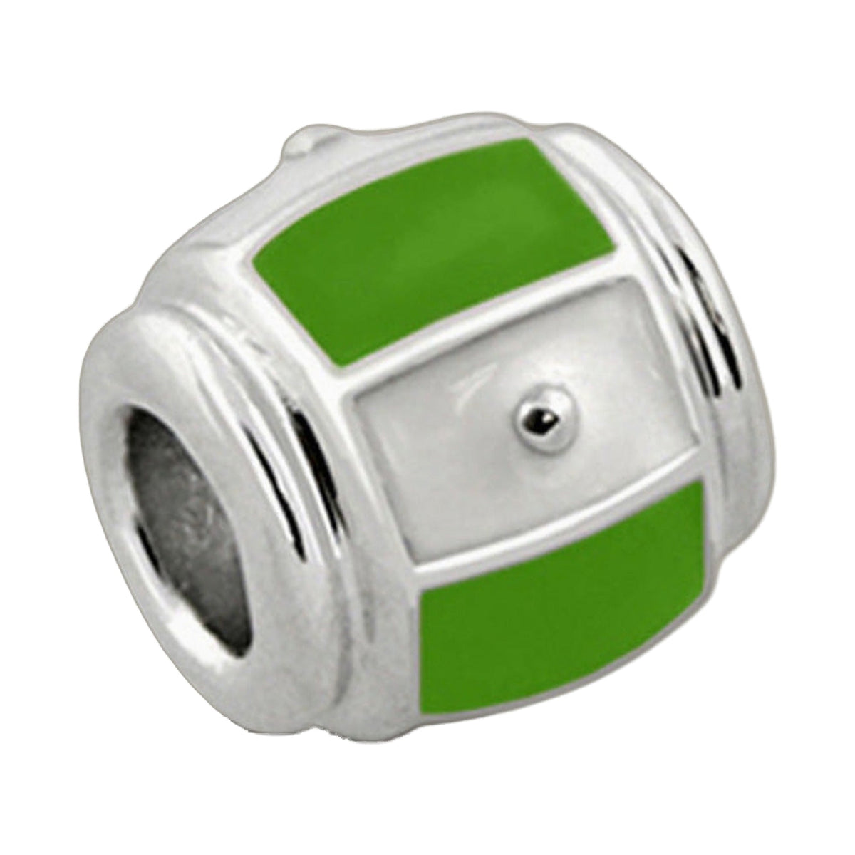 Gabriella Beads Striped charm by Lauren G Adams in silver-tone metal with green enamel on Tampa Home & Garden Store
