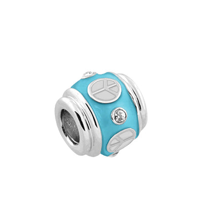 Gabriella Beads Peace Sign charm bead in turquoise enamel with silver accents on Tampa Home & Garden Store
