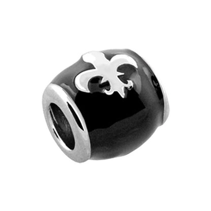 Gabriella Beads Fleur De Lis bead charm in black with silver ends by Lauren G Adams on Tampa Home & Garden Store