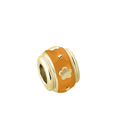 Gabriella Beads Flower charm bead orange enamel with gold-tone ends and flower accents Lauren G Adams on Tampa Home & Garden Store