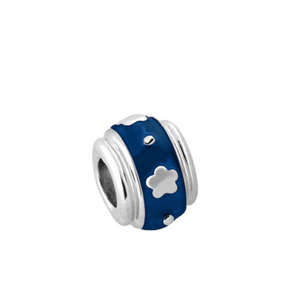 Gabriella Beads Flower charm blue enamel with silver bands Lauren G Adams Charms & Pendants on Tampa Home & Garden Store