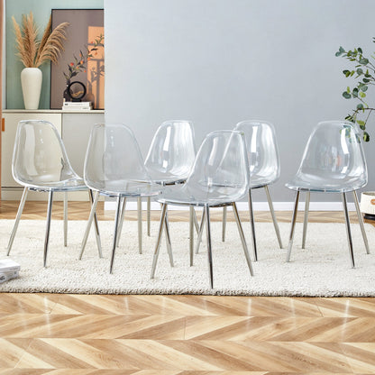 Modern Minimalist Transparent Dining Chair 6-Piece Set: 6 clear acrylic chairs on Tampa Home & Garden Store