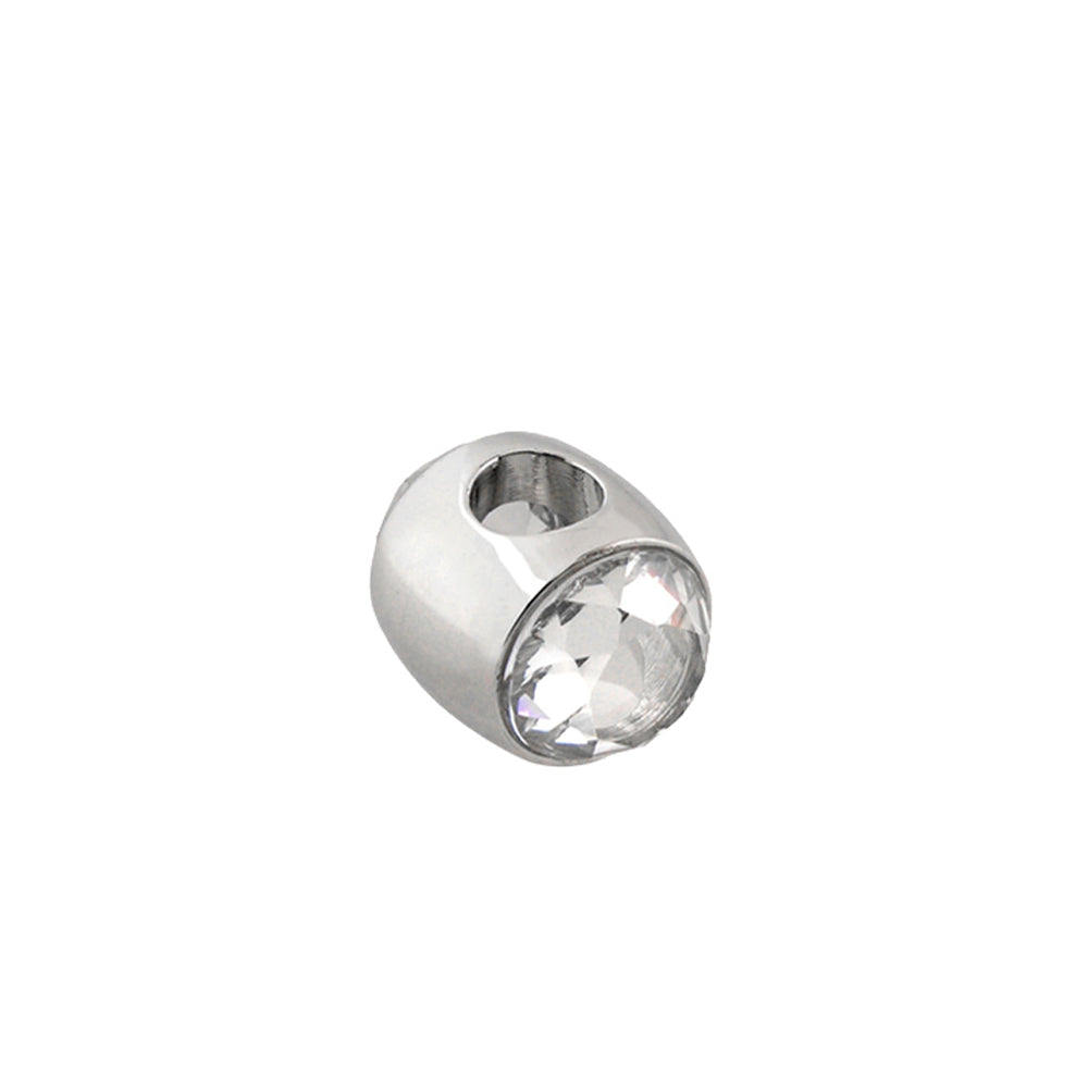 Gabriella Beads Birthstone charm bead, silver-tone with clear crystal, Lauren G Adams on Tampa Home & Garden Store
