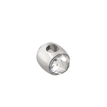 Gabriella Beads Birthstone charm bead, silver-tone with clear crystal, Lauren G Adams on Tampa Home & Garden Store