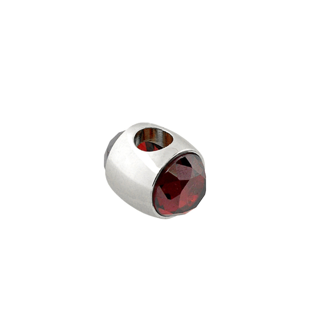 Gabriella Beads Birthstone bead by Lauren G Adams, silver-tone metal with red gemstone on Tampa Home & Garden Store
