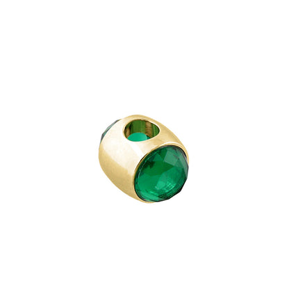Gabriella Beads Birthstone charm gold-tone bead with emerald-green faceted gemstone by Lauren G Adams on Tampa Home & Garden Store