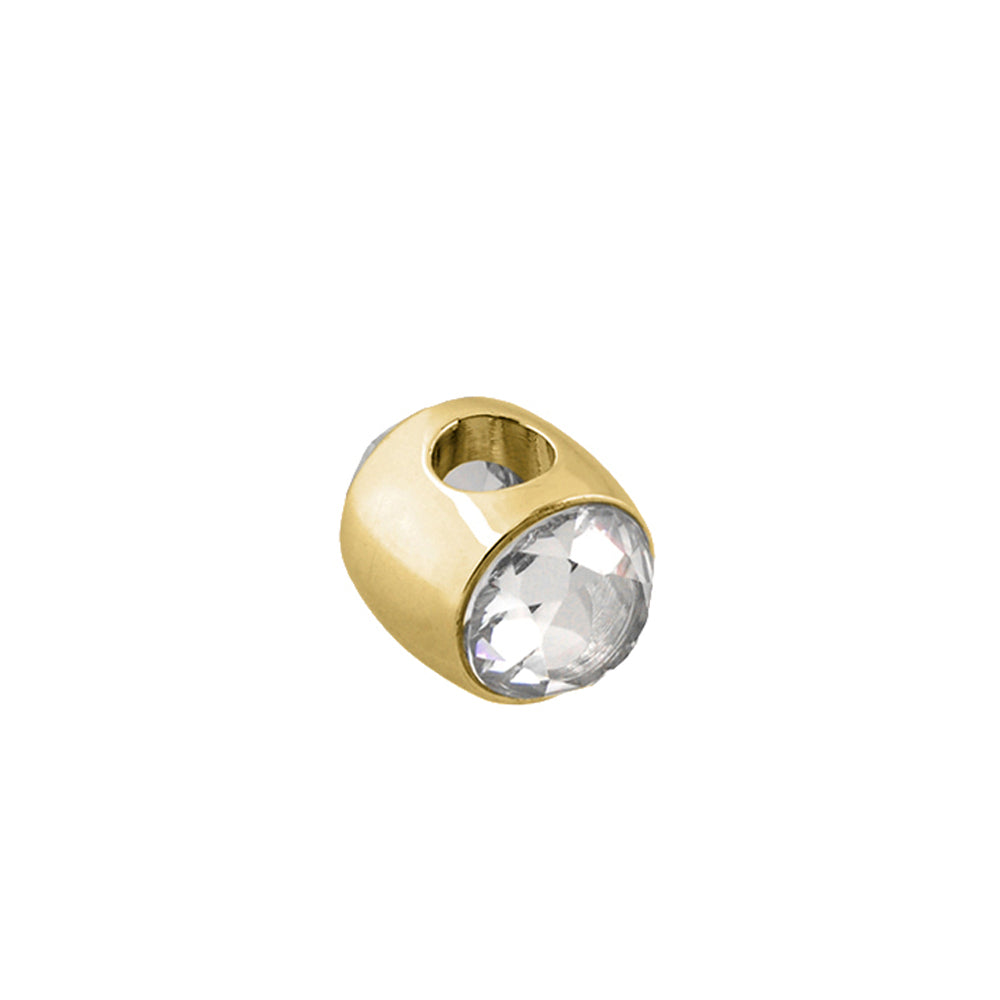Gabriella Beads Birthstone charm bead by Lauren G Adams, gold-tone with clear crystal centerpiece on Tampa Home & Garden Store