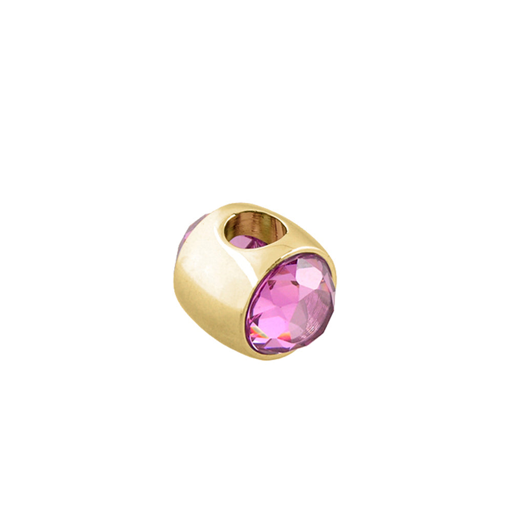 Gabriella Beads gold-tone charm bead with pink faceted birthstone by Lauren G Adams on Tampa Home & Garden Store