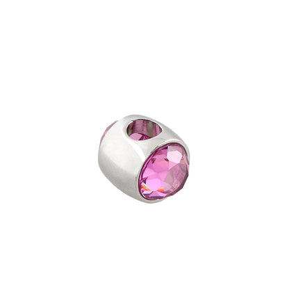 Gabriella Beads Birthstone charm bead by Lauren G Adams, silver tone with pink gemstone on Tampa Home & Garden Store