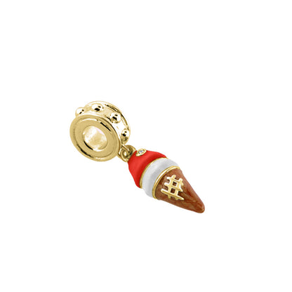 Gabriella Beads Ice Cream charm pendant in gold tone with red scoop and brown cone on a ring on Tampa Home & Garden Store
