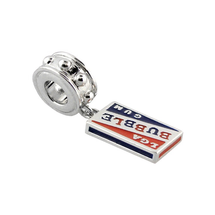 Gabriella Beads Bubble Gum charm bead, silver bead with a rectangular USA BLUE pendant by Lauren G Adams on Tampa Home & Garden Store