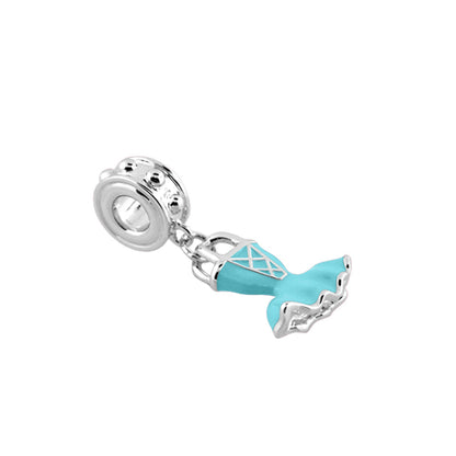 Gabriella Beads Ballerina Dress charm turquoise enamel with silver trim by Lauren G Adams on Tampa Home & Garden Store