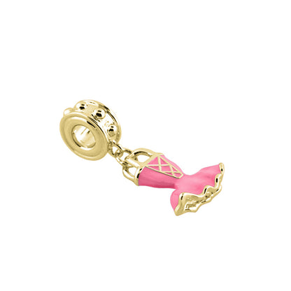 Gabriella Beads pink ballerina dress charm with gold-tone accents, Lauren G Adams on Tampa Home & Garden Store