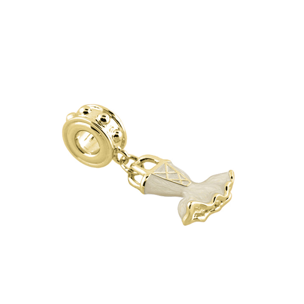 Ballet slipper charm in white enamel with gold accents by Lauren G Adams Gabriella Beads on Tampa Home & Garden Store