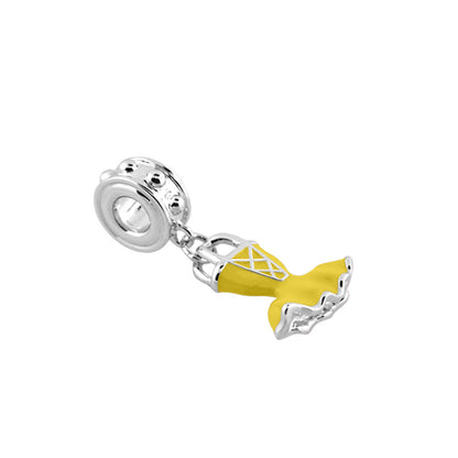 Gabriella Beads Ballerina Dress charm yellow enamel with silver bail pendant on Tampa Home & Garden Store