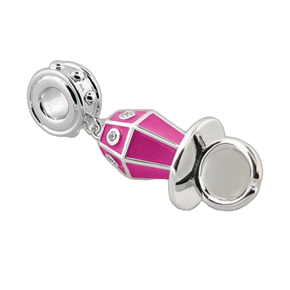 Gabriella Beads Pacifier Charm pink enamel with silver-tone setting Lauren G Adams charm on Tampa Home & Garden Store