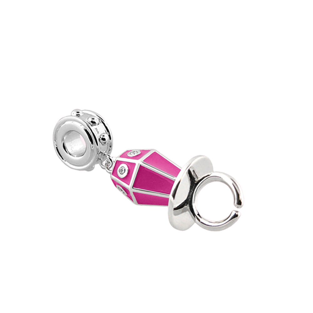Gabriella Beads Pacifier Charm pink faceted bead with silver cap and ring by Lauren G Adams on Tampa Home & Garden Store