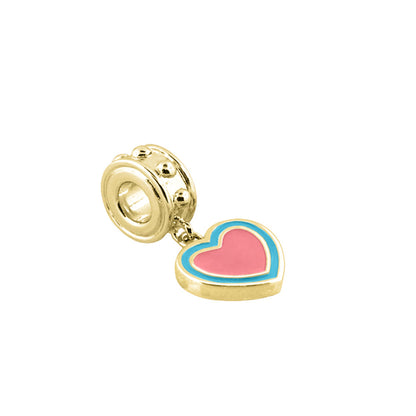 Gabriella Beads Heart Charm in pink enamel with turquoise border on gold, Lauren G Adams on Tampa Home & Garden Store