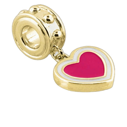 Gabriella Beads Heart Charm gold-tone heart pendant pink enamel inset on Tampa Home & Garden Store