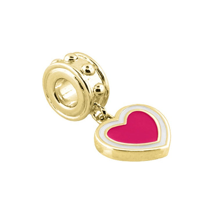 Gabriella Beads Heart Charm gold-tone with pink enamel and white border Lauren G Adams on Tampa Home & Garden Store