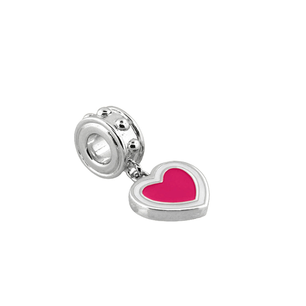 Gabriella Beads Heart Charm pink enamel heart silver setting Lauren G Adams charm on Tampa Home & Garden Store