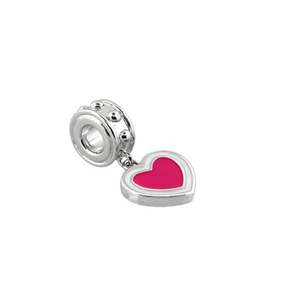 Gabriella Beads Heart Charm pink enamel heart silver setting Lauren G Adams charm on Tampa Home & Garden Store